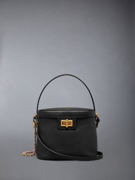 SOFT PEBBLE GRAIN BOX BAG BLACK