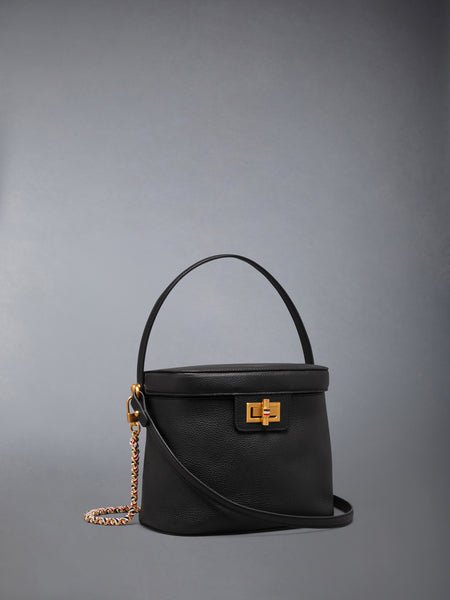 SOFT PEBBLE GRAIN BOX BAG BLACK