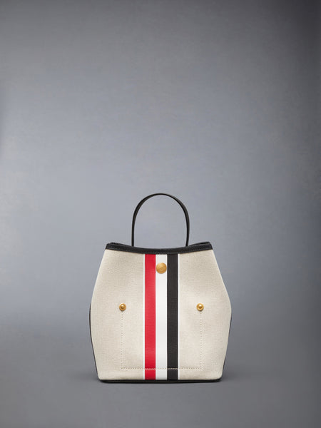 RWB STRIPE BUCKET BAG IN SALT AND PEPPER COTTON CANVAS BLACK