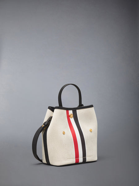 RWB STRIPE BUCKET BAG IN SALT AND PEPPER COTTON CANVAS BLACK