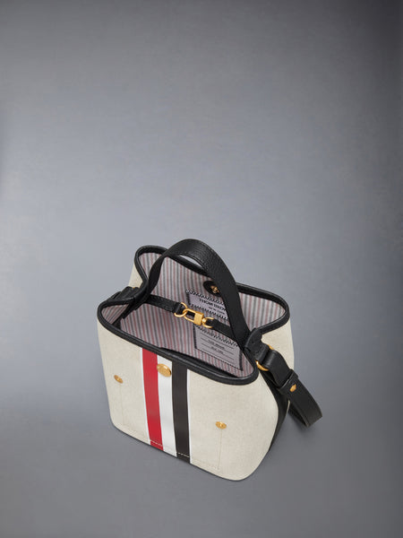 RWB STRIPE BUCKET BAG IN SALT AND PEPPER COTTON CANVAS BLACK
