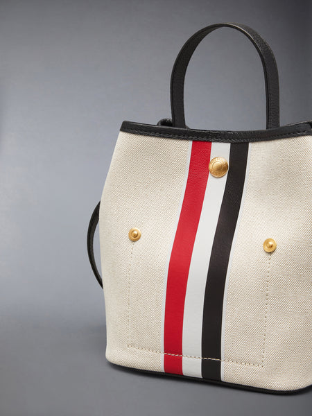 RWB STRIPE BUCKET BAG IN SALT AND PEPPER COTTON CANVAS BLACK