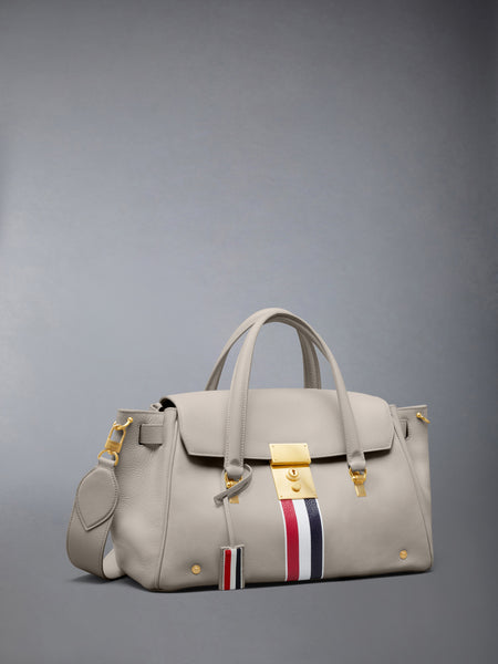 RWB STRIPE BOLTON BAG IN SOFT PEBBLE GRAIN LEATHER OFF WHITE