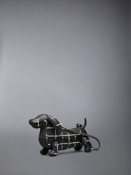 BABY HECTOR BAG IN PEBBLE GRAIN LEATHER AND WINDOWPANE PEARL EMBROIDERY BLACK