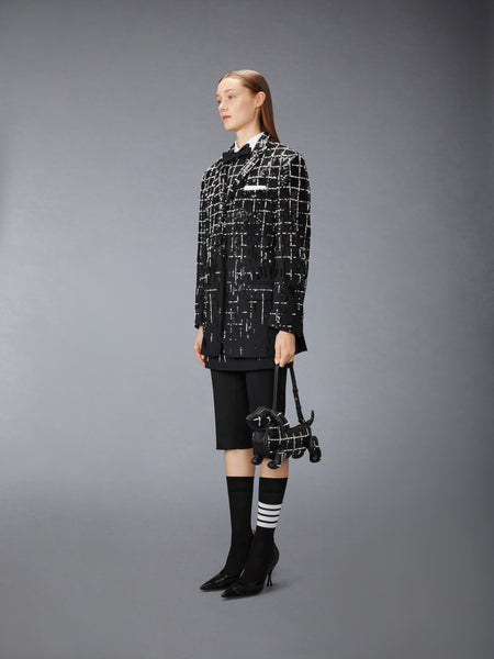 BABY HECTOR BAG IN PEBBLE GRAIN LEATHER AND WINDOWPANE PEARL EMBROIDERY BLACK