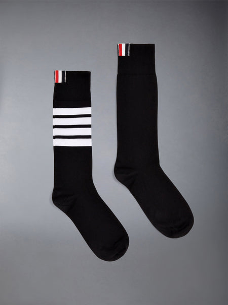 COTTON 4-BAR MID CALF SOCK BLACK