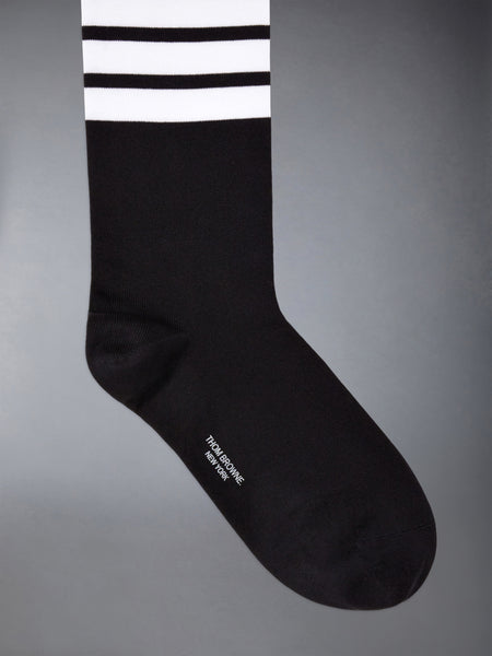 COTTON 4-BAR MID CALF SOCK BLACK