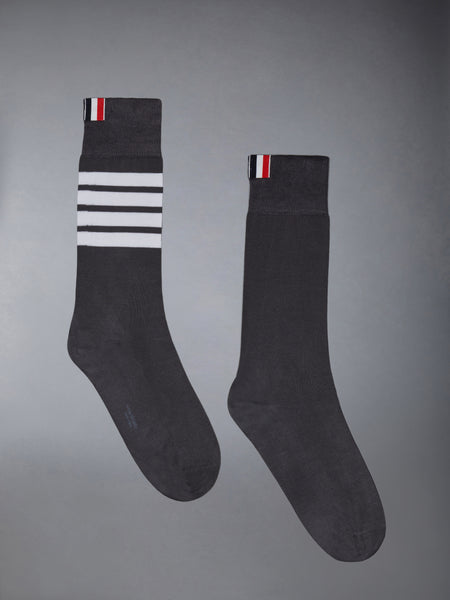 COTTON 4-BAR MID CALF SOCK DARK GREY