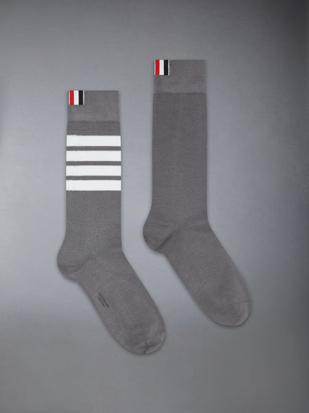 COTTON 4-BAR MID CALF SOCK MED GREY