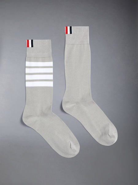 COTTON 4-BAR MID CALF SOCK LT GREY