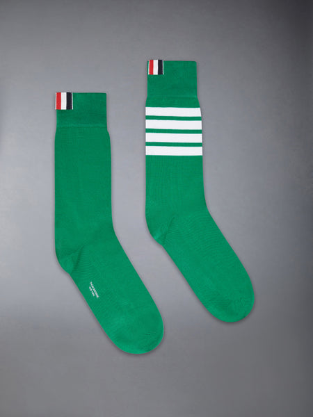 COTTON 4-BAR MID CALF SOCK MED GREEN