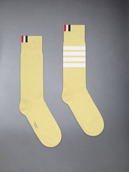 COTTON 4-BAR MID CALF SOCK PALE YELLOW