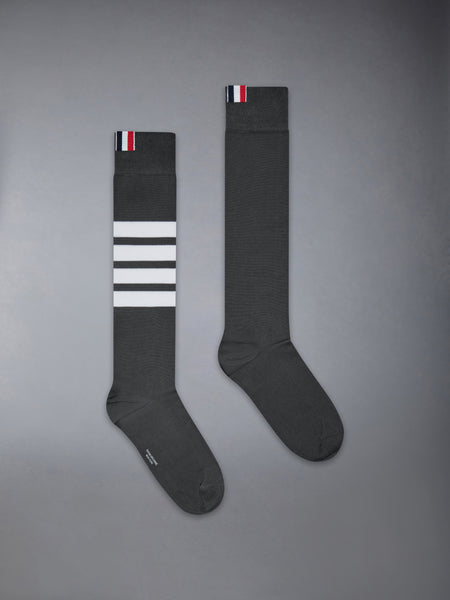 LIGHTWEIGHT COTTON 4-BAR OVER THE CALF SOCK DARK GREY