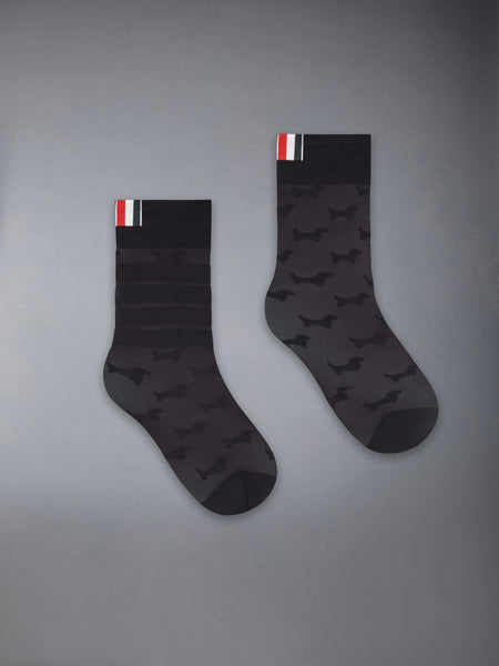 HECTOR 4-BAR SHEER MID CALF SOCKS BLACK