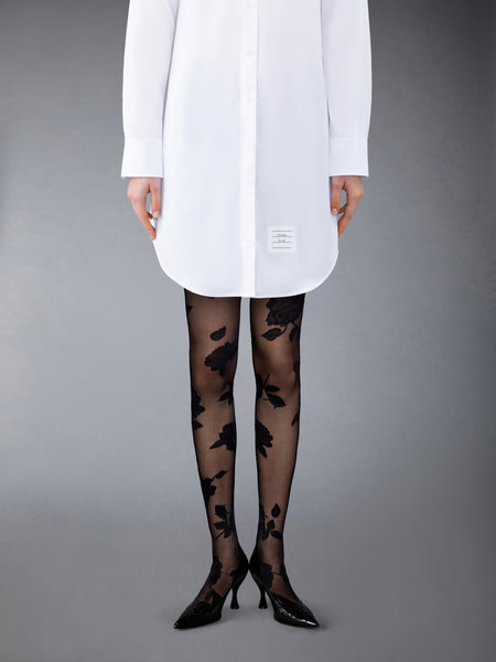 ROSE JACQUARD SHEER TIGHTS BLACK