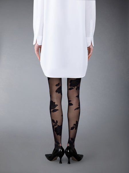 ROSE JACQUARD SHEER TIGHTS BLACK