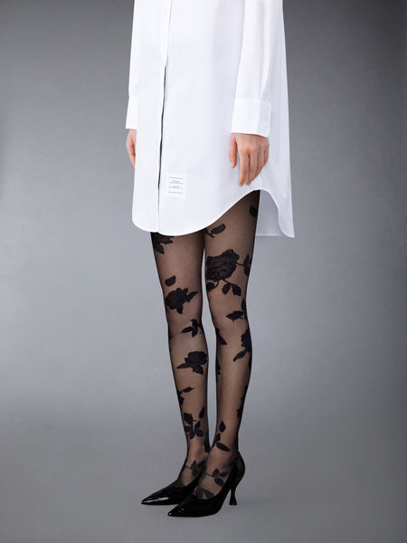 ROSE JACQUARD SHEER TIGHTS BLACK
