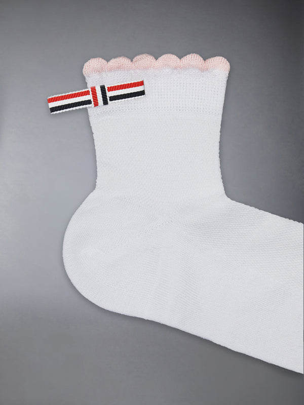 SCALLOPED EDGE POINTELLE STITCH CREW SOCKS - image 2