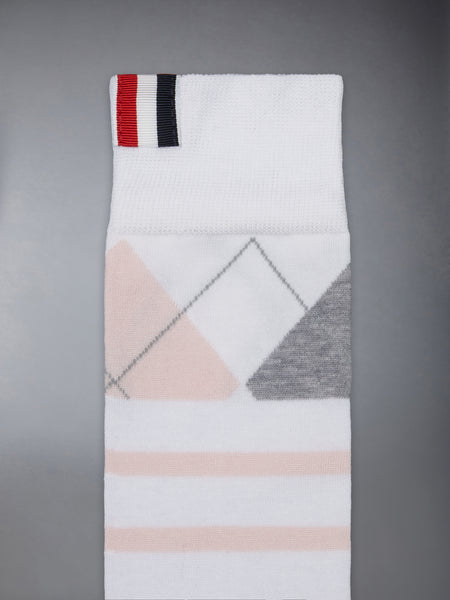 ARGYLE 4-BAR MID CALF SOCKS WHITE