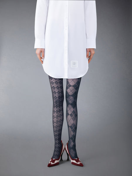 FUNMIX ARGYLE SHEER TIGHTS NAVY