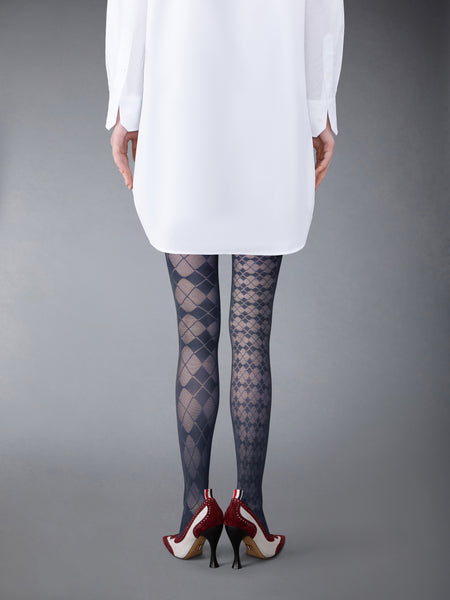 FUNMIX ARGYLE SHEER TIGHTS NAVY