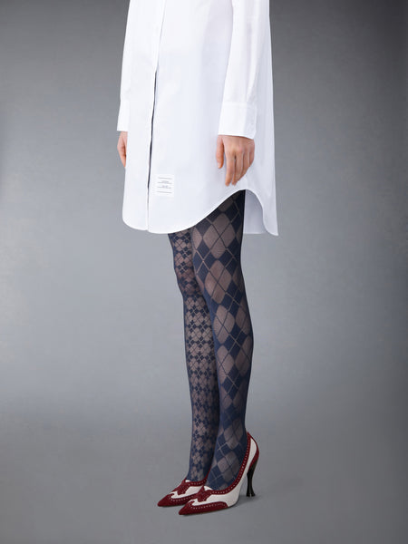 FUNMIX ARGYLE SHEER TIGHTS NAVY