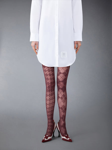 FUNMIX ARGYLE SHEER TIGHTS BURGUNDY