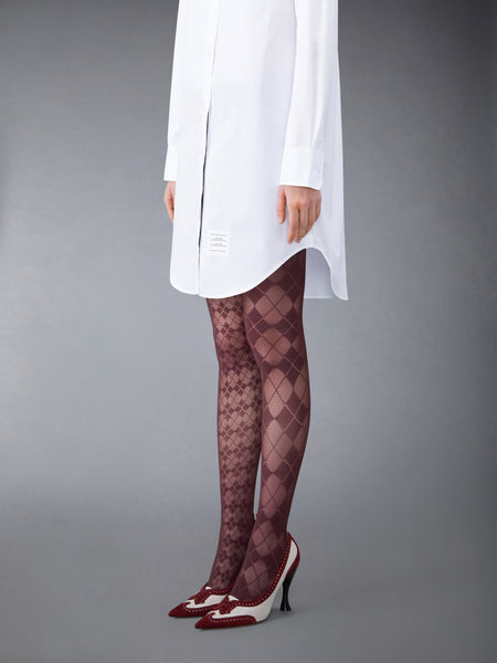 FUNMIX ARGYLE SHEER TIGHTS BURGUNDY