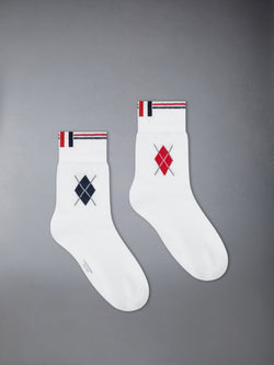 COTTON ARGYLE FUNMIX ANKLE SOCKS