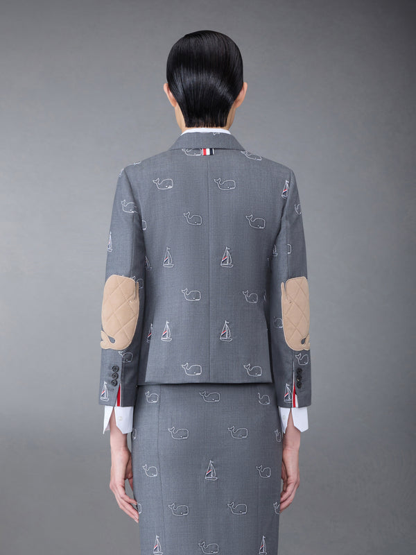 Super 120's Twill Elbow Patch Whale and Sailboat High Armhole Sport Coat - image 2