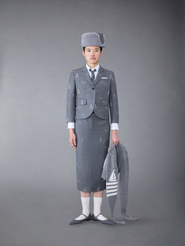 Super 120's Twill Elbow Patch Whale and Sailboat High Armhole Sport Coat - image 3