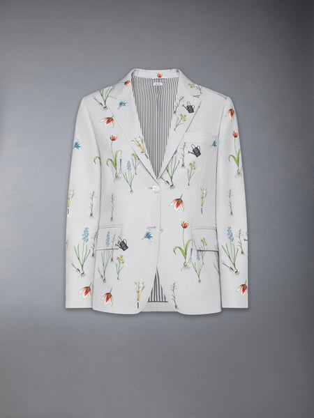 CLASSIC COTTON LINEN BOTANICAL FLOWER SPORT COAT MED GREY
