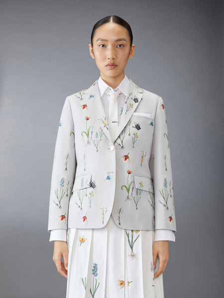 CLASSIC COTTON LINEN BOTANICAL FLOWER SPORT COAT MED GREY