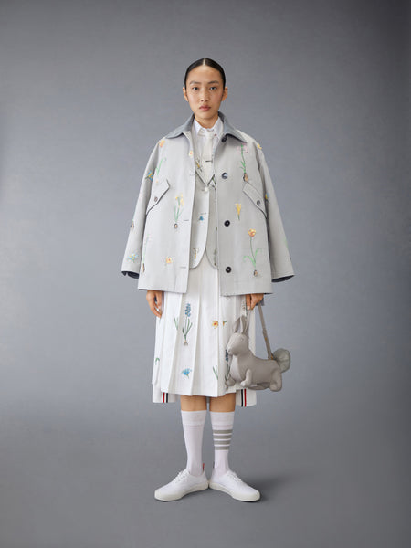 CLASSIC COTTON LINEN BOTANICAL FLOWER SPORT COAT MED GREY