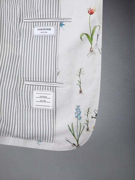 CLASSIC COTTON LINEN BOTANICAL FLOWER SPORT COAT MED GREY