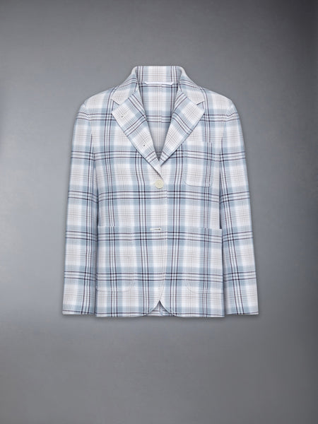 WINDOWPANE PLAID UNCONSTRUCTED  CROPPED SACK JACKET SEASONAL MULTI
