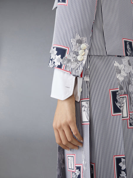 SILK TWILL FRAMED FLORAL HIGH ARMHOLE SPORTCOAT NAVY