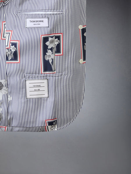 SILK TWILL FRAMED FLORAL HIGH ARMHOLE SPORTCOAT NAVY
