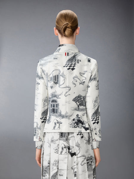UNCONSTRUCTED SILK TWILL HECTOR TOILE SPORTCOAT BLK/WHT