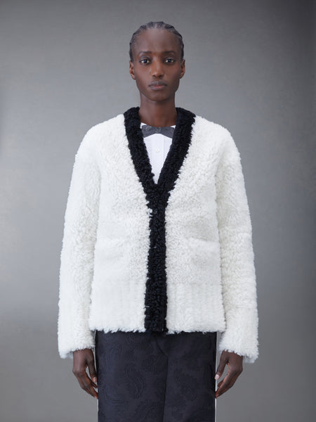 Dyed Shearling Cardigan BLK/WHT