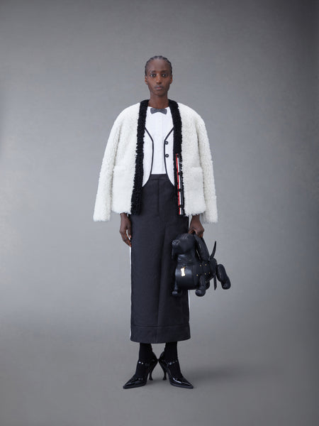 Dyed Shearling Cardigan BLK/WHT