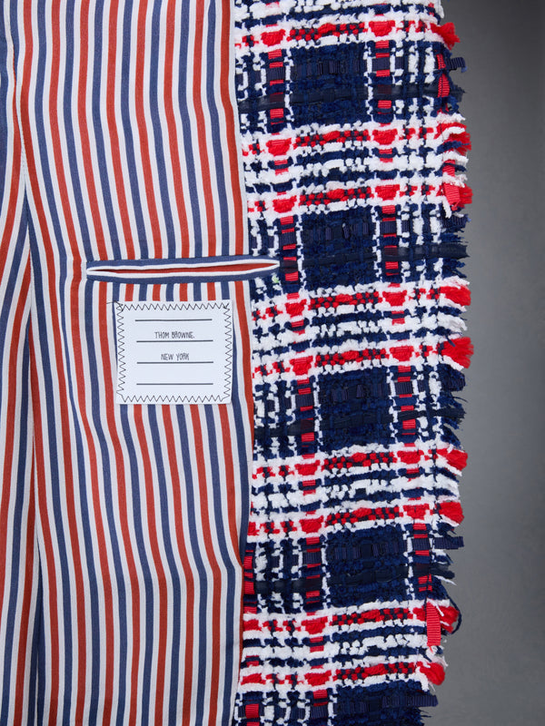 프린스 오브 웨일즈 체크 프레이 셔닐 트위드 일롱게이트 스포츠 코트 - image 7