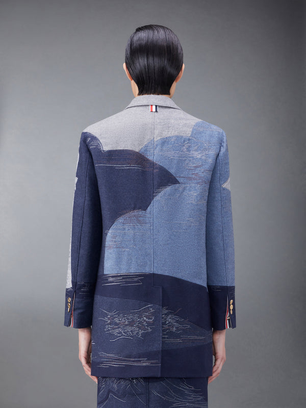 Wool Flannel Stitch Detail Oversized Sack Sport Coat - image 2