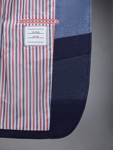 Wool Flannel Stitch Detail Oversized Sack Sport Coat DEEP BLUE