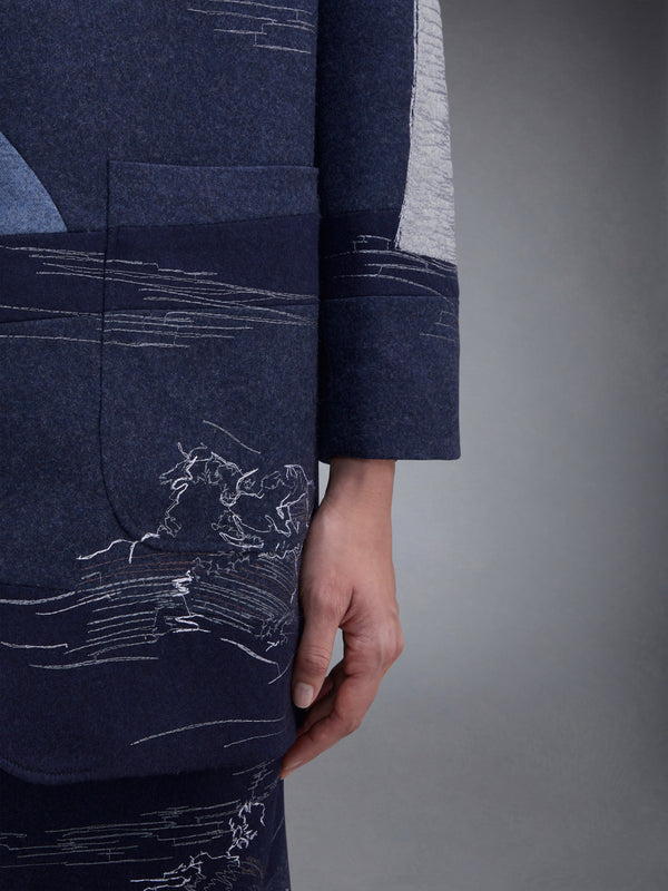 Wool Flannel Stitch Detail Oversized Sack Sport Coat - image 8