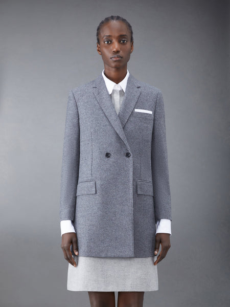Wool Flannel Elongated Double Breasted Sport Coat MED GREY