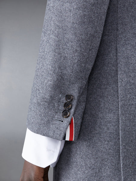 Wool Flannel Elongated Double Breasted Sport Coat MED GREY