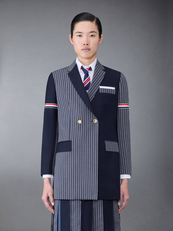 펀믹스 핀스트라이프 앤 슈퍼 12수 암밴드 더블 브레스티드 클래식 스포츠 코트  - featured image