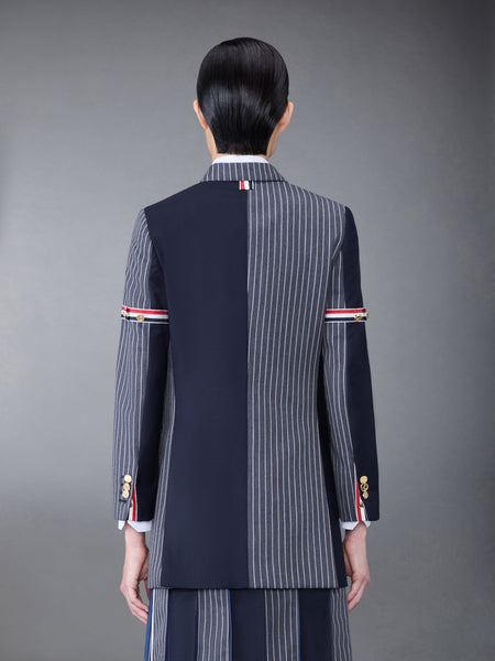 Fun-Mix Pinstripe and Super 120's Armband Double Breasted Classic Sport Coat NAVY