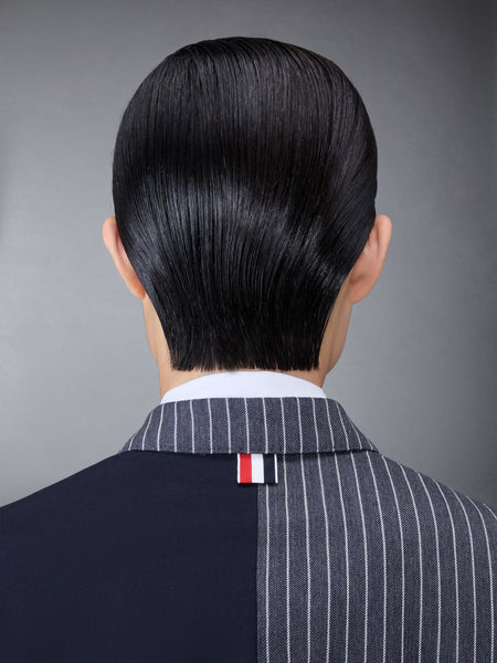 Fun-Mix Pinstripe and Super 120's Armband Double Breasted Classic Sport Coat NAVY